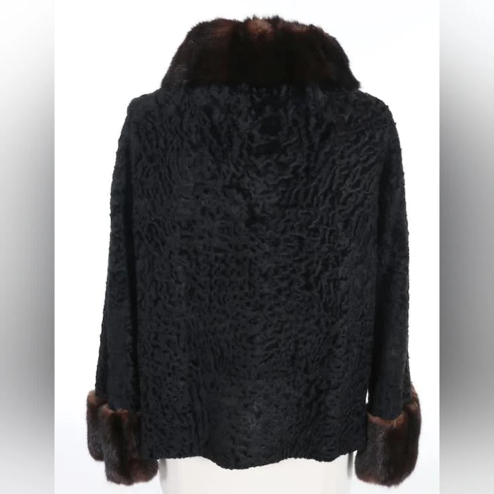Vintage Black and Brown Fur Trimmed Jacket - Picture 6 of 9